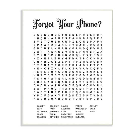 Stupell Industries Bathroom Word Search Puzzle Wooden Wall Plaque